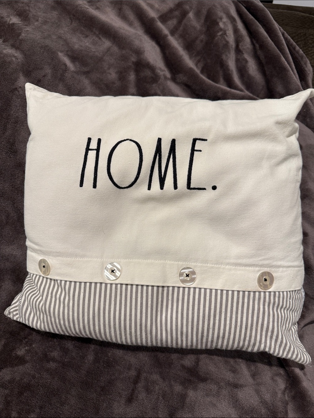 Rae Dunn Neutral Striped Pillow Cover - White & Gray